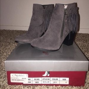 Grey Fringe Booties